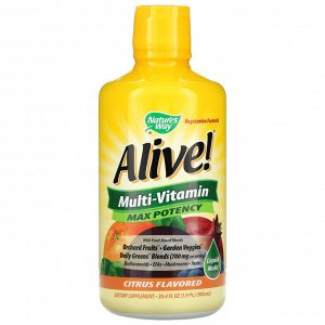 Nature's Way, Alive! Жидкие мультивитамины, максимальная эффективность, цитрусовые, 900 мл (30,4 жидк. Унции)