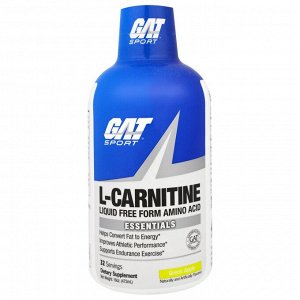 GAT, L-карнитин, аминокислота в свободной форме, со вкусом зеленого яблока, 473 мл (16 унций)