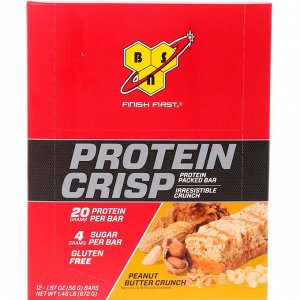 BSN, Protein Crisp, кранч с арахисовой пастой, 12 батончиков, 56 г (1,97 унции) каждый