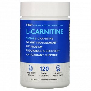 RSP Nutrition, L-карнитин, коррекция веса, 500 мг, 120 капсул