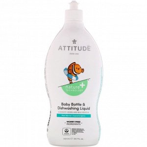 ATTITUDE, Little One, жидкость для мытья детских бутылочек и посуды, грушевый нектар, 700 мл (23,7 жидк. унции)