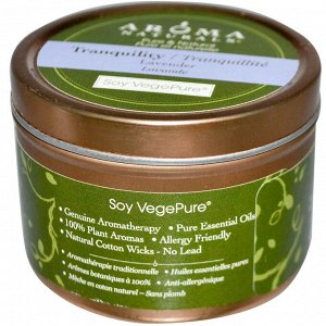 Aroma Naturals, Soy VegePure, спокойствие, свеча для поездок, лаванда, 2,8 унции (79,38 г)