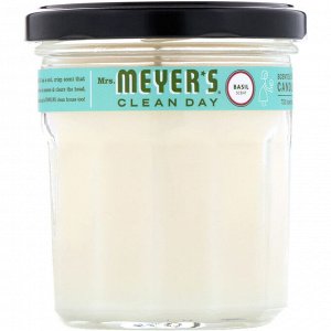 Mrs. Meyers Clean Day, Ароматизированная соевая свеча, с запахом базилика, 7,2 унции