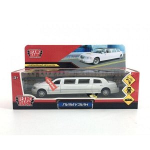 LIMO80208-18SL-MIX Машина металл свет-звук ЛИМУЗИН 18 см, двери, капот, инерц, ассорт, кор. Технопарк в кор.2*36шт