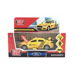 MONDEO-12SLTAX-YE Машина металл свет-звук "ford mondeo такси" длина 12 cm, откр двер, багаж, инерц, в кор. Технопарк