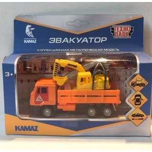 SB-19-29-B-WB Машина металл KAMAZ ЭВАКУАТОР, 12 см, дв., подв.дет.,инер.+экск. 7,5 см,кор. Технопарк в кор.2*24шт