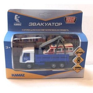 SB-19-29-D-WB Машина металл KAMAZ ЭВАКУАТОР, 12 см, дв., подв.дет., инерц.+скорая 7,5 см Технопарк в кор.2*24шт