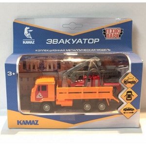 SB-19-29-C-WB Машина металл KAMAZ ЭВАКУАТОР, 12 см, дв.,подв.лет.,инер.+урал пожар. 7,5 см Технопарк в кор.2*24шт