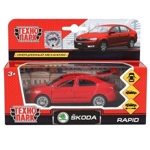 SB-18-22-SR-N(R)-WB Машина металл SKODA Rapid красная 12см, открыв двери и багажник, инерц. в кор Технопарк в кор.2*24шт