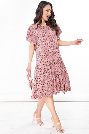 Платье "Фантазия" (цветы на розовом) П2383