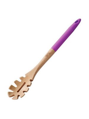 2872 GIPFEL Ложка для спагетти деревянная EMILIE 35,6х6,0х2см с силиконовой фиолетовой ручкой Материал: цельное дерево, силикон