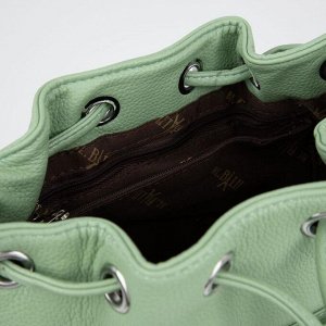 Рюкзак, отдел на шнурке, наружный карман, цвет зелёный