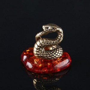 Сувенир "Змея без шара", латунь, янтарная смола, 2,0х1,8х2,0 см