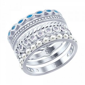 Наборное серебряное кольцо арт 225