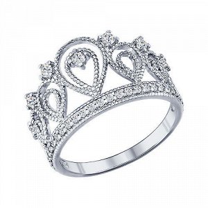 Кольцо «Корона» из серебра с фианитами арт 066