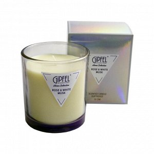 41179 GIPFEL Свеча ароматическая  ROSE&WHITE MUSK 8х9см в стакане, объем 185мл.