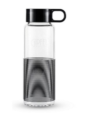 8318 GIPFEL Бутылка для воды ANNETA 250мл. Материал: боросиликатное стекло, силикон, пластик. Цвет: черный.