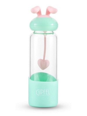 8324 GIPFEL Бутылка для воды PAOLA 350мл. Материал: боросиликатное стекло, силикон, пластик. Цвет: зеленый.