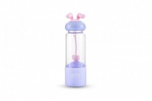 8325 GIPFEL Бутылка для воды PAOLA 350мл. Материал: боросиликатное стекло, силикон, пластик. Цвет: фиолетовый.