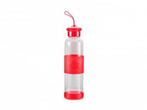 8348 GIPFEL Бутылка для воды LAURETTA 500мл. Материал: боросиликатное стекло, силикон, пластик. Цвет: красный