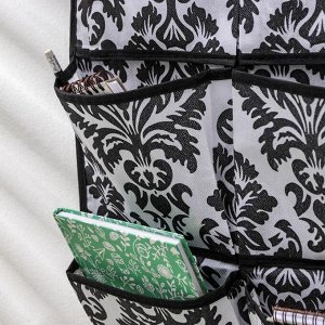 Органайзер с карманами подвесной «Вензель», 37?60 см, 6 отделений, цвет чёрно-белый