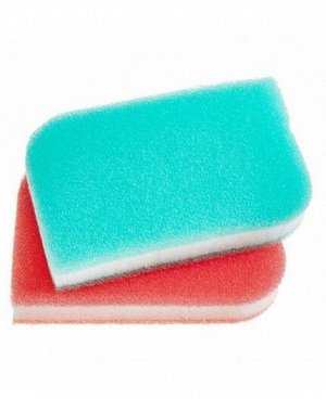 Многослойная губка для мытья посуды "Triple Filter Scrubber Soft" с полиуретановым покрытием (мягкая) (11,5 х 7,5 х 2,5 см) х 2 шт. / 200
