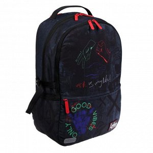 Рюкзак молодежный с эргономичной спинкой, deVENTE Red Label, 39 х 30 х 17 см, Risk is my Life, синий