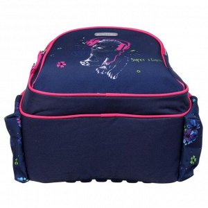 Рюкзак школьный эргономичная спинка, Attomex Basic 38 х 32 х 18, Music Dog, синий/розовый
