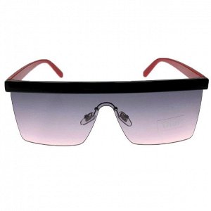 Женские квадратные очки оверсайз Grafika чёрного цвета с красными дужками.