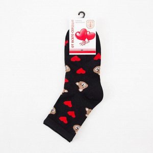 Носки женские «Мишки с сердечками» цвет чёрный, размер 23-25