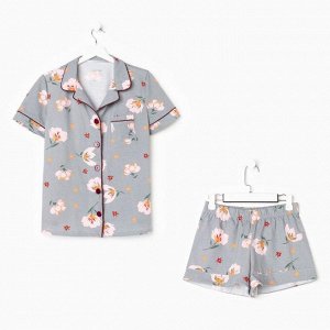 Пижама женская (рубашка, шорты) KAFTAN «Цветы»