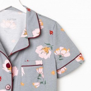 Пижама женская (рубашка, шорты) KAFTAN «Цветы»