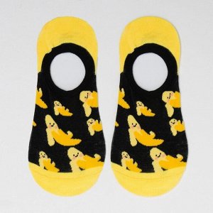 Носки-невидимки женские «Бананы» цвет чёрный, размер 23-25 (36-40)