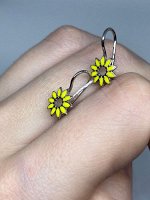 Серьги детские из серебра с эмалью родированные