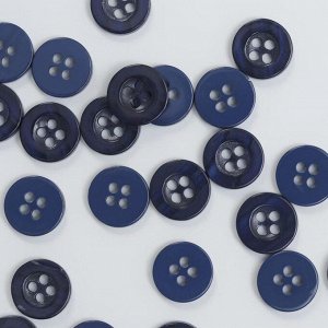Набор пуговиц, 4 прокола, d = 11 мм, 36 шт, цвет тёмно-синий