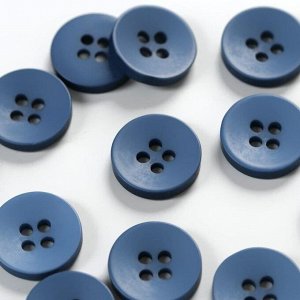 Набор пуговиц, 4 прокола, d = 15 мм, 12 шт, цвет синий