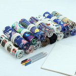 Пенал свиток для карандашей текстильный (48 отделений)