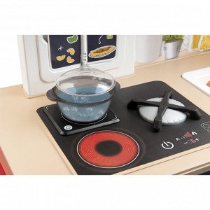 Растущая детская кухня Tefal Evolutive, пузырьки, вода, СВЧ и табурет, 43 аксессуара