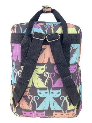 Молодёжный рюкзак из текстиля с принтом, цвет чёрный