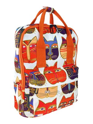 Молодёжный рюкзак из текстиля с принтом, цвет белый