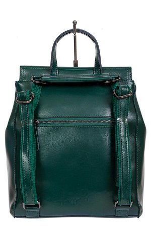 Кожаный женский рюкзак-трансформер, цвет зелёный