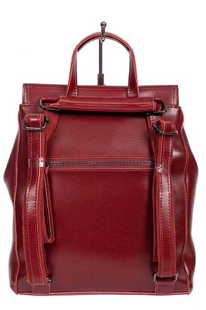 Кожаный женский рюкзак-трансформер, цвет бордо