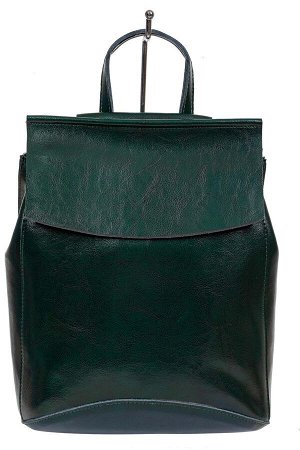 Рюкзак-трансформер женский из гладкой натуральной кожи, цвет тёмно-зелёный