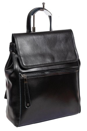 Кожаный женский рюкзак-трансформер, цвет чёрный