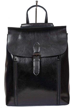 Кожаный рюкзак-трансформер, цвет чёрный