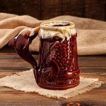 Бокал для пива &quot;Море&quot;, ручка дельфин, 0.8 л, микс