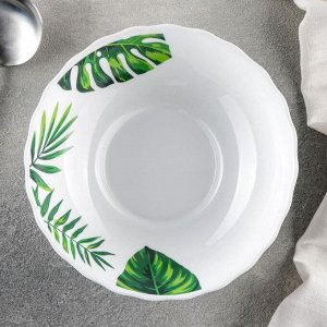 Тарелка суповая Доляна «Лист папоротника», d=17,5 см, цвет белый