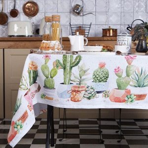 Скатерть Этель «Кактусы» 220x147 см, 100% хлопок, рогожка 160 г/м²