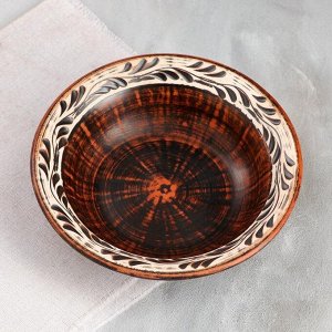 Тарелка глубокая "Суповая", ангоб, красная глина, 0.7 л