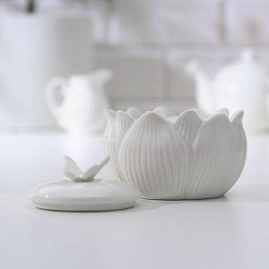 Сахарница керамическая «Цветок», цвет белый